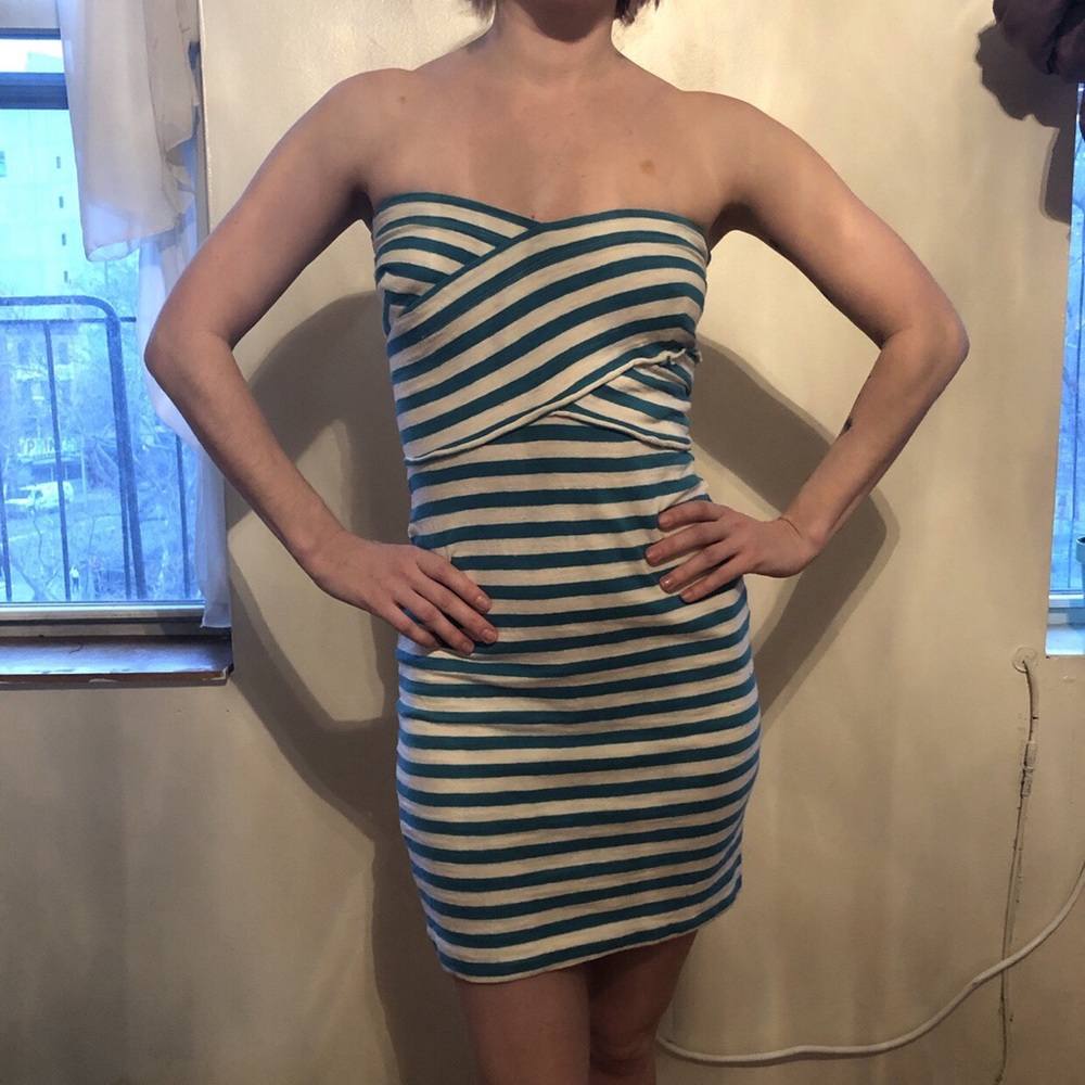 Stripped blue and white tube dress